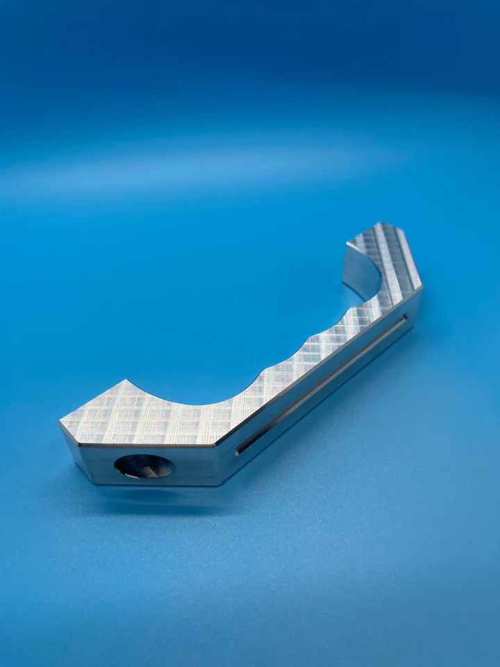5-axis CNC machined of a billet aluminum car door handle